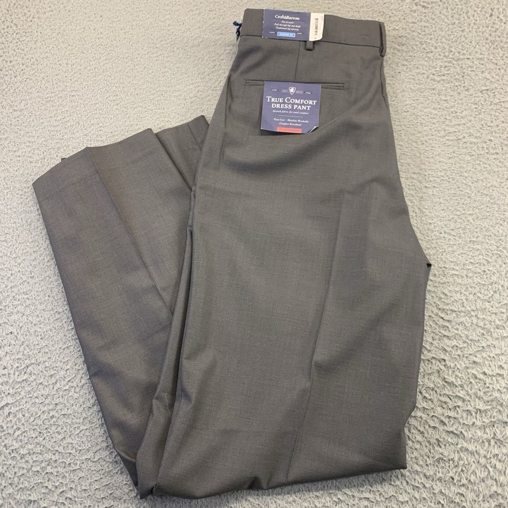 Croft & Barrow Dress Pants Mens 36x34 Gray‎ True Comfort Classic Stretch NWT NEW